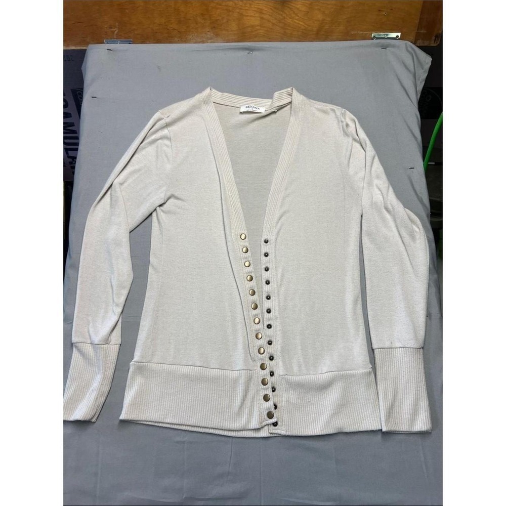 Zenana Women Oatmeal Beige Snap Front Ribbed Knit Cardigan HW-2039AB L